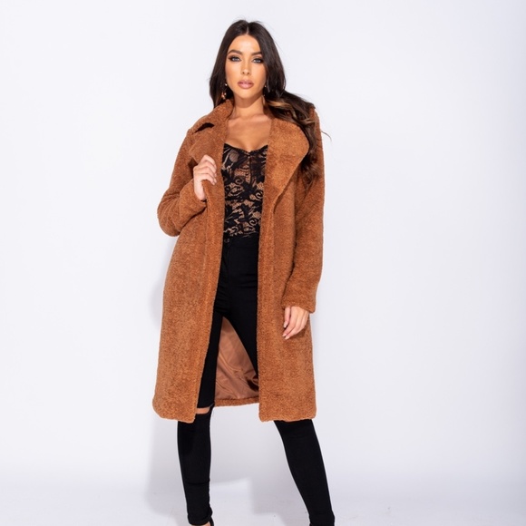 5🌟 Autumn Goalz Rust Teddy Faux Fur Duster Jacket - Picture 10 of 15